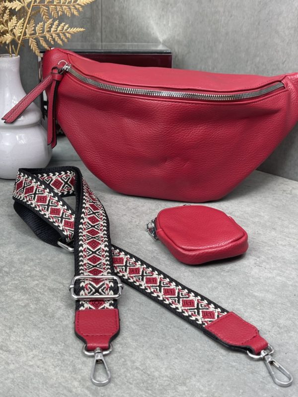 Marco Moda Bauchtasche rot mit schultergurt und mini beauty bag