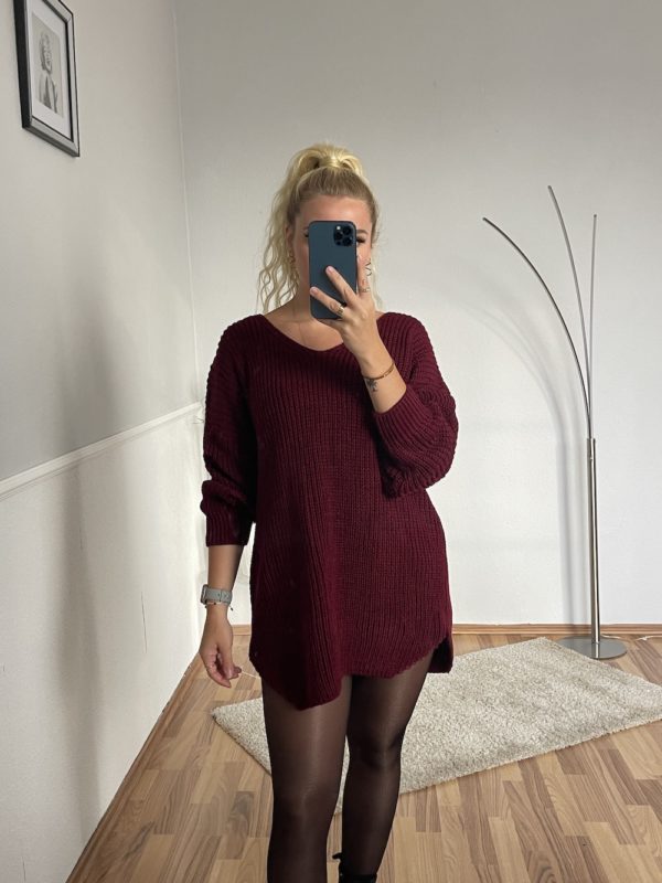 Marco Moda oversize Strickpullover dunkelrot Bordeaux warmer Pulli für den winter