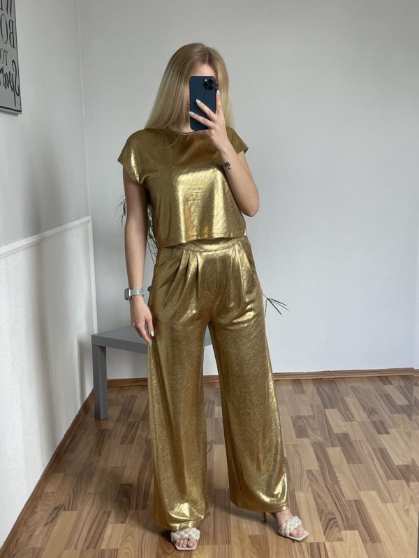 marco moda Zweiteiler gold Hosenanzug fashion statement