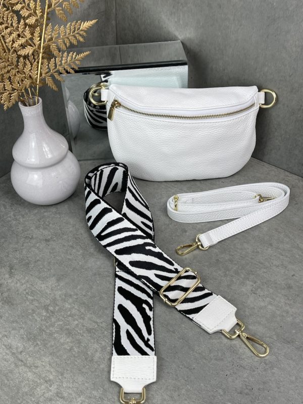 bauchtasche weiß marco moda Handtasche mit wechselgurt Zebra animal print weiß