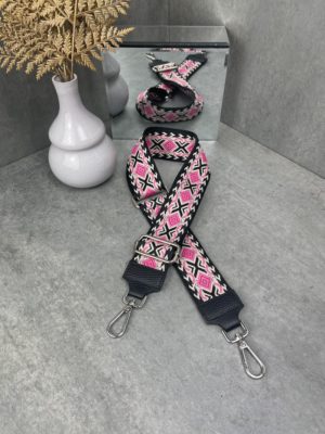 marco moda taschengurt wechselgurt für Handtaschen und bauchtaschen schwarz pink mit silber Karabinern elegant und stilvoll