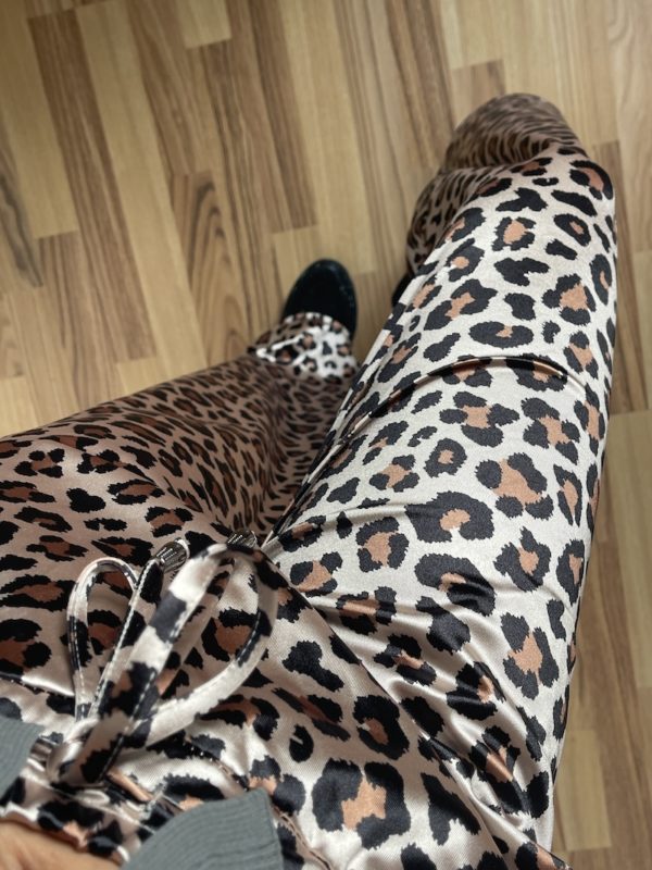 animal print leopard hose Marco Moda straight weites Bein lange hose