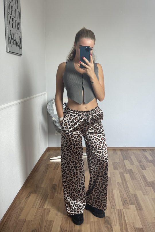 Leopard hose animal print wide leg straight Leo Print