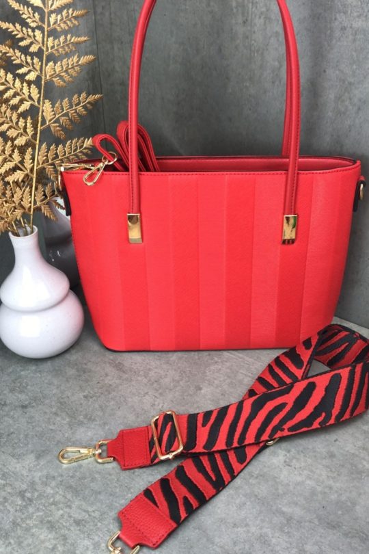 marco moda roter shopper mit taschengurt und wechselgurt kunstleder vegan