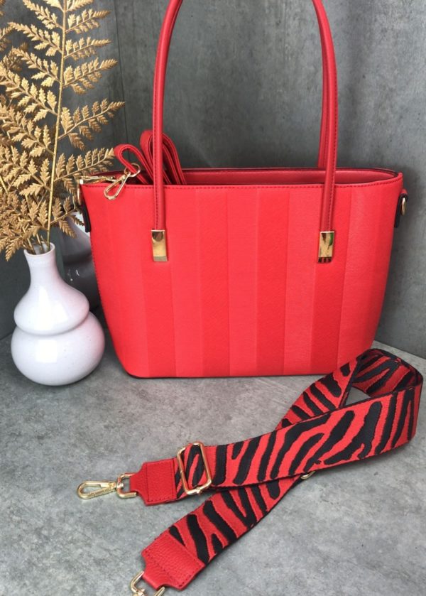 marco moda roter shopper mit taschengurt und wechselgurt kunstleder vegan