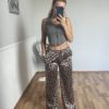animal print leopard hose Marco Moda straight weites Bein lange hose