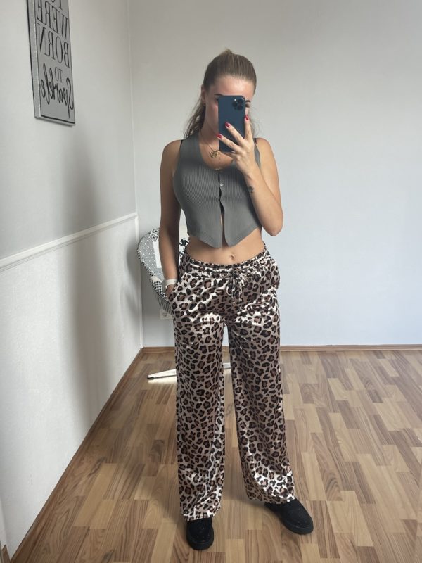 animal print leopard hose Marco Moda straight weites Bein lange hose