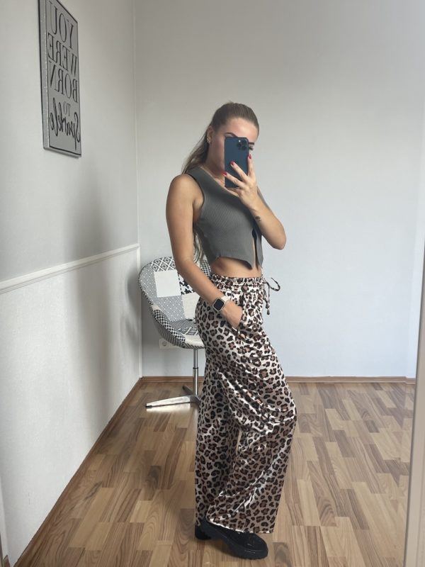 animal print leopard hose Marco Moda straight weites Bein lange hose