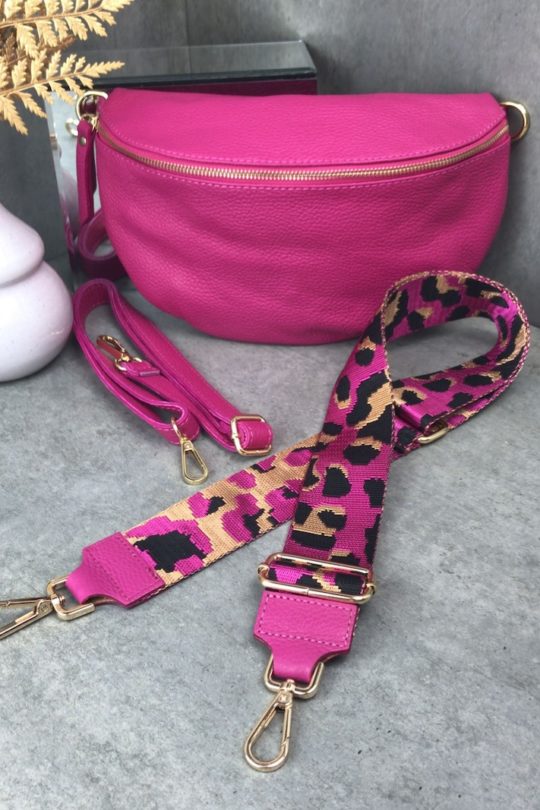 marco moda bauchtasche pink Fuchsie mit taschengurt und wechselgurt echtes leder