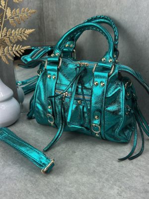 Marco Moda Handtasche türkis Metallic mit goldenen details