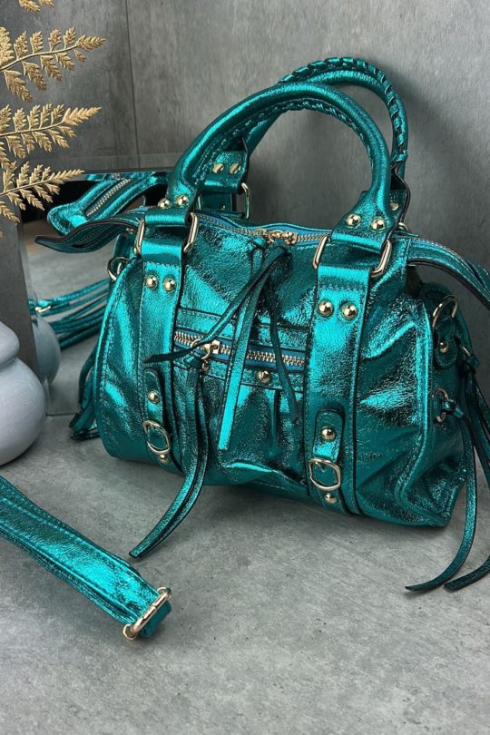 Marco Moda Handtasche türkis Metallic mit goldenen details