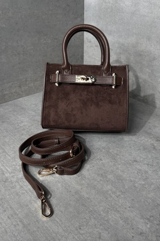 Marco Moda braune Handtasche Velours mini bag shopper