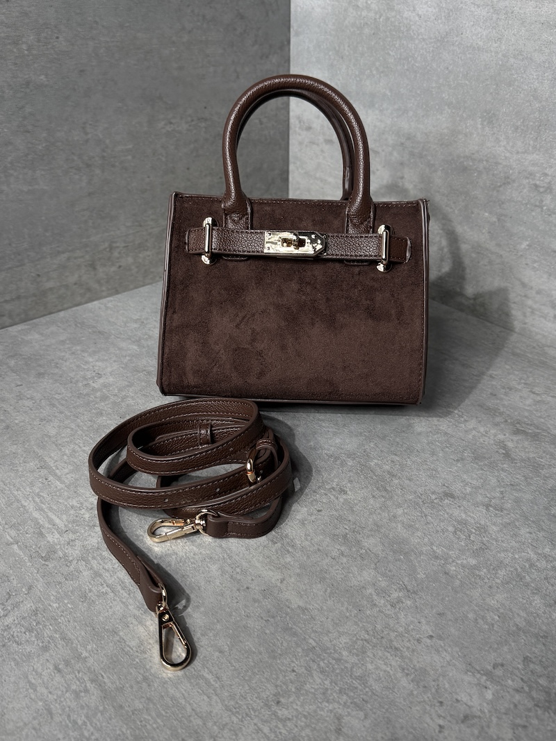 Marco Moda braune Handtasche Velours mini bag shopper