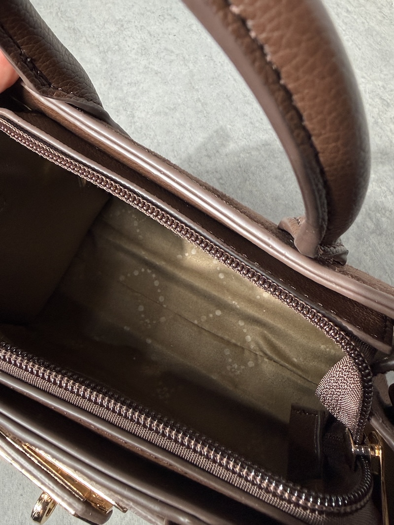 Braune Handtasche Kunstleder Velours mit Innenfächern Wildleder mit 2 häkeln und einem gurt