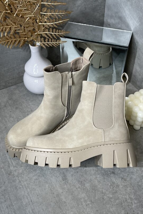 Chunky Boots in Beige – Marco Moda