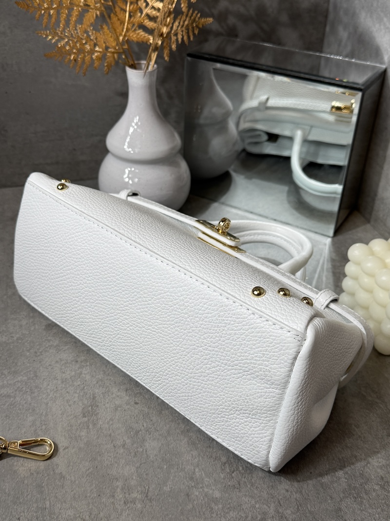 Marco Moda Damen Handtasche weiß aus Leder mit schultergurt und Doppel henkel