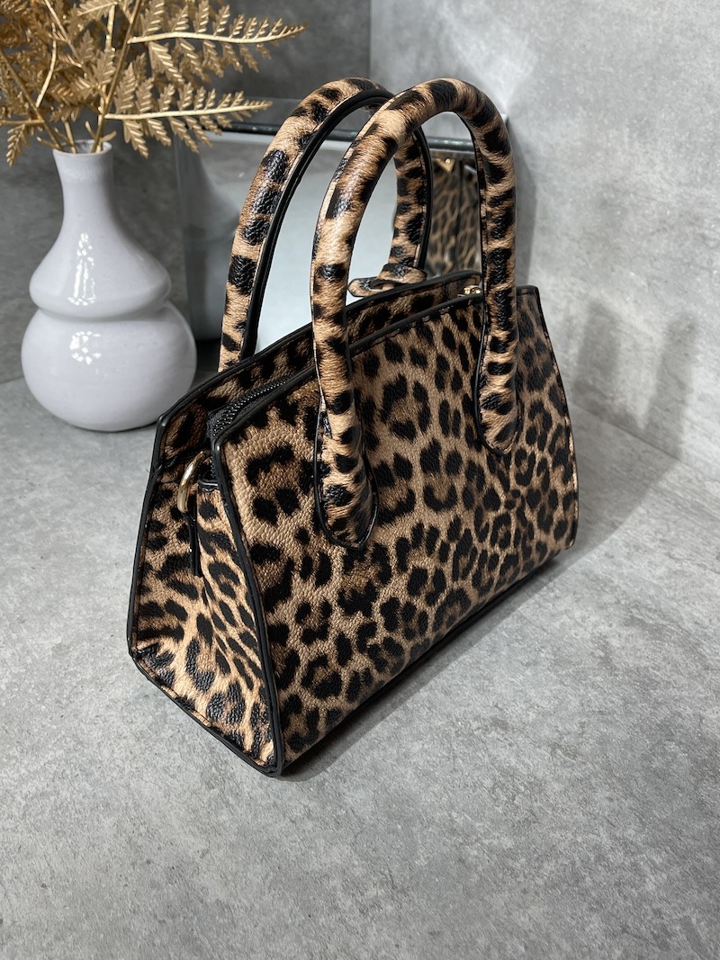 Modische Leo Tasche animal print braun schwarz